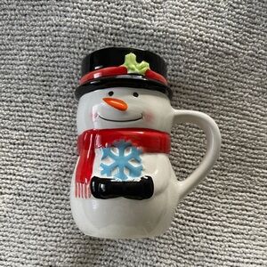 Bay Island Snowman Mug with Red and Black Accents